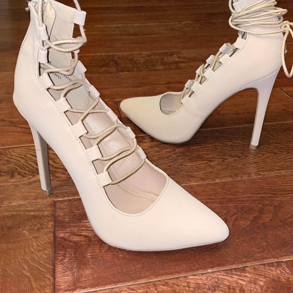 Charlotte Russe ‘Piper’ Pointed Toe Lace Up Stiletto Heels
